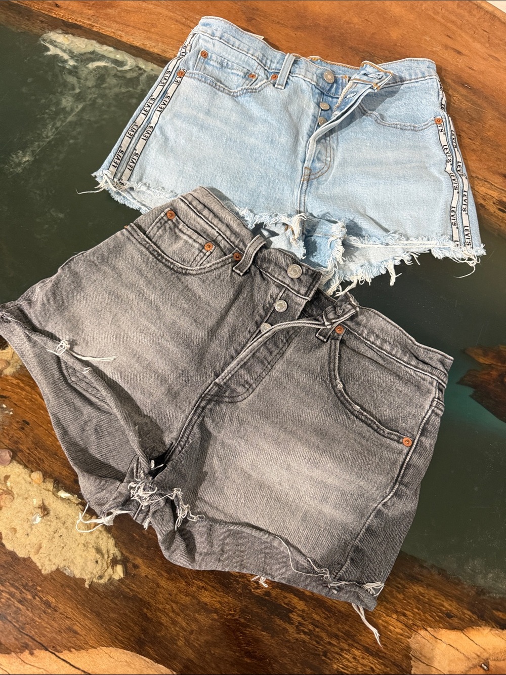 Levi’s High-Rise Cut-off Denim Shorts—2 pairs